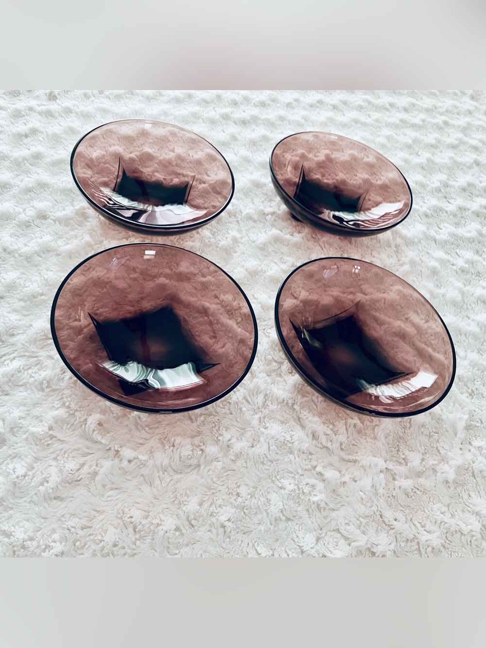 Set of 4 Vintage MCM Moroccan Amethyst Glass Bowls (Hazel-Atlas)